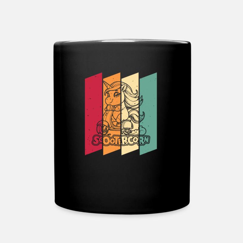Motorroller Einhorn Scootercorn - Tasse einfarbig - Schwarz