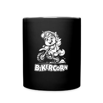 Mx Motocross Dirt Bike Unicorn Bikercorn - Full Colour Mug - black - Front