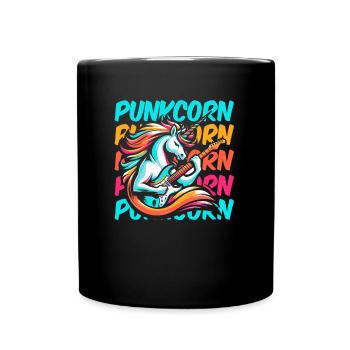 E Gitarre Elektrogitarre Einhorn Punkcorn - Tasse einfarbig - Schwarz - Vorne