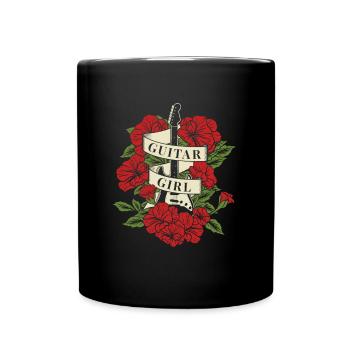 E Gitarre Elektrogitarre Guitar Girl - Tasse einfarbig - Schwarz - Vorne