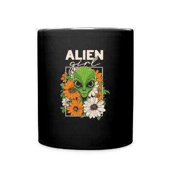 Alien Außerirdischer Alien Girl - Tasse einfarbig - Schwarz - Vorne