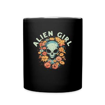 Alien Außerirdischer Alien Girl - Tasse einfarbig - Schwarz - Vorne