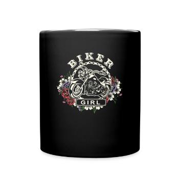 Motorrad Girl Biker Girl - Tasse einfarbig - Schwarz - Vorne