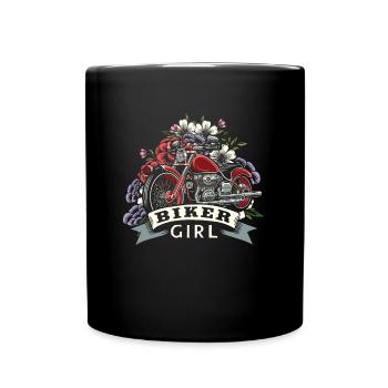 Motorrad Girl Biker Girl - Tasse einfarbig - Schwarz - Vorne