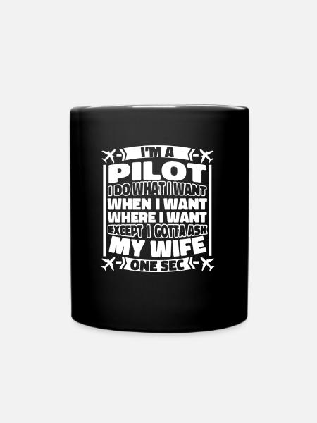 Airplane Pilot - Full Colour Mug - black