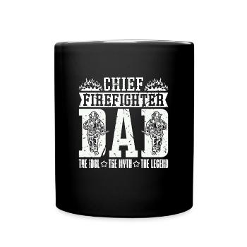 Chef pompier Papa L’idole Le mythe Pompier - Mug uni - noir - Devant