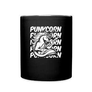 E Gitarre Elektrogitarre Einhorn Punkcorn - Tasse einfarbig - Schwarz - Vorne