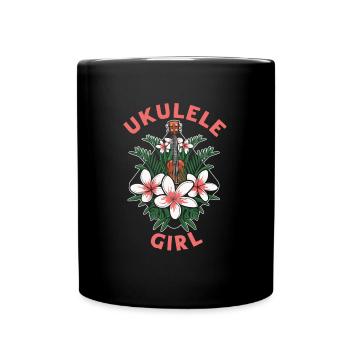 Ukulélé Fleur Ukulélé Fille - Mug uni - noir - Devant