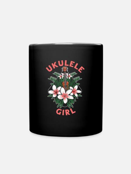 Ukulele Flower Ukulele Girl - Full Colour Mug - black