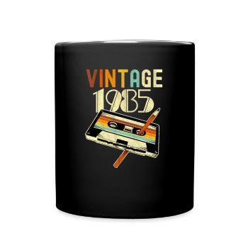 1985 Fødselsdag Født I 1985 Retro Vintage - Ensfarvet krus - sort - Foran