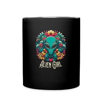 Alien Außerirdischer Alien Girl - Tasse einfarbig - Schwarz - Vorne