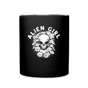 Alien Außerirdischer Alien Girl - Tasse einfarbig - Schwarz - Vorne