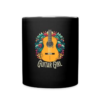 Acoustic Guitar Guitar Girl - Full Colour Mug - black - Front