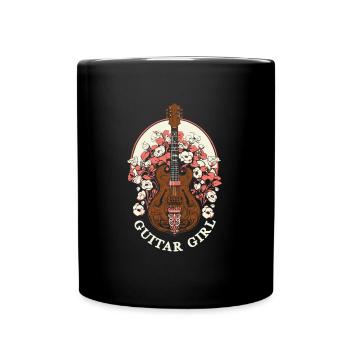 Acoustic Guitar Guitar Girl - Full Colour Mug - black - Front