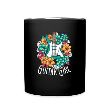 E Gitarre Elektrogitarre Guitar Girl - Tasse einfarbig - Schwarz - Vorne
