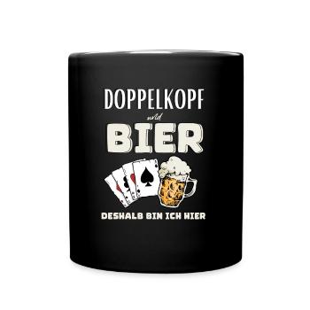 Doppelkopf und Bier - Tasse einfarbig - Schwarz - Vorne