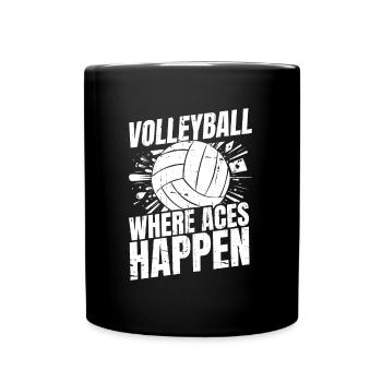 Volleyball Volleyballer Ass Karte - Tasse einfarbig - Schwarz - Vorne