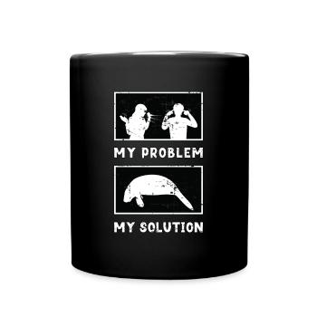 Dugong Lover Mon Problème Mon Pictogramme Papa Vache De Mer - Mug uni - noir - Devant