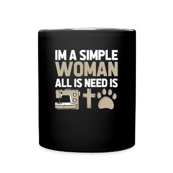 Nähen Nähmaschine Dog Im A Simple Woman Sewing - Tasse einfarbig - Schwarz - Vorne