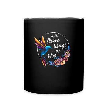Kolibri Mutig Motivierend - Tasse einfarbig - Schwarz - Vorne