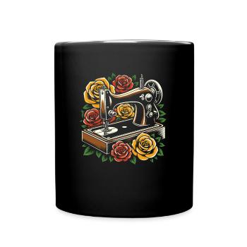 Nähen Nähmaschine Floral Sewing Machine - Tasse einfarbig - Schwarz - Vorne