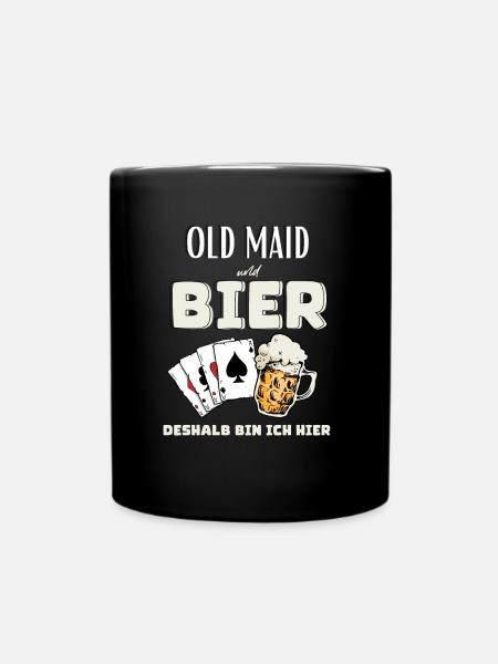 Old Maid und Bier - Tasse einfarbig - Schwarz