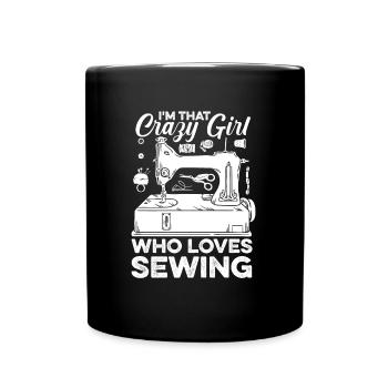 Machine à coudre Machine à coudre Crazy Girl - Mug uni - noir - Devant