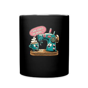 Machine à coudre caféine café à coudre - Mug uni - noir - Devant