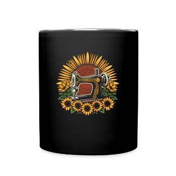 Sewing Machine Flower Sewing Machine - Full Colour Mug - black - Front