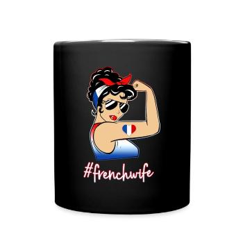 Frankreich Vintage Damenflagge Trikolore Sport - Tasse einfarbig - Schwarz - Vorne
