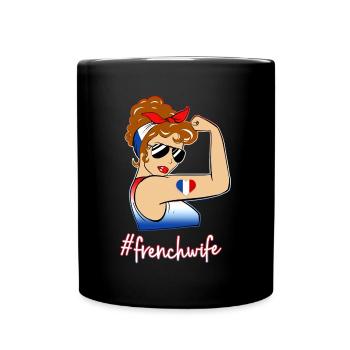 France Woman Brown Vintage Style Tricolor Flag - Full Colour Mug - black - Front
