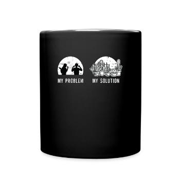 Succulents Lover My Problem My Pictogram Dad Mom - Tasse einfarbig - Schwarz - Vorne