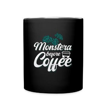 Monster Lover Monstera Before Garden Coffee Lover - Tasse einfarbig - Schwarz - Vorne