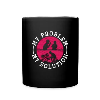 Monster Lover My Problem My Pictogram Mom Dad - Tasse einfarbig - Schwarz - Vorne
