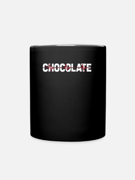 Schokolade Schoki Ekg Heartbeat - Tasse einfarbig - Schwarz
