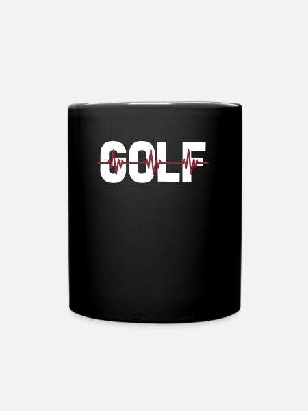 Golf Golfer Golfen Ekg Heartbeat - Tasse einfarbig - Schwarz