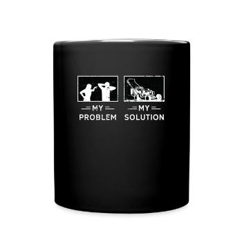 Tondeuse Mon problème Ma solution Pictogramme Papa Maman - Mug uni - noir - Devant