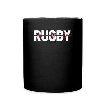 Rugby Ekg Heartbeat - Tasse einfarbig - Schwarz - Vorne