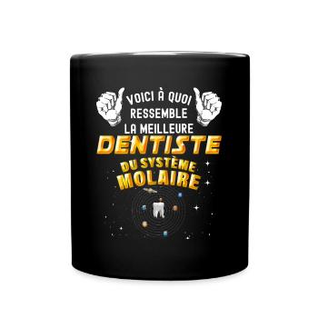 Female Dentist Solar System Molar Tooth - Full Colour Mug - black - Front