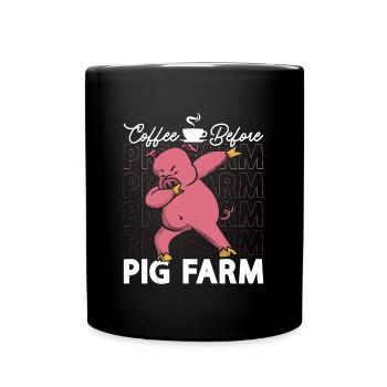 Café de fermier de porc avant que propriétaire de cochon amateur de café - Mug uni - noir - Devant