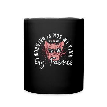 Le matin de l’éleveur de porcs n’est pas mon heure, je suis un amoureux du cochon - Mug uni - noir - Devant