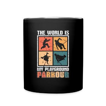Parkour Le monde est mon terrain de jeu Retro Running - Mug uni - noir - Devant
