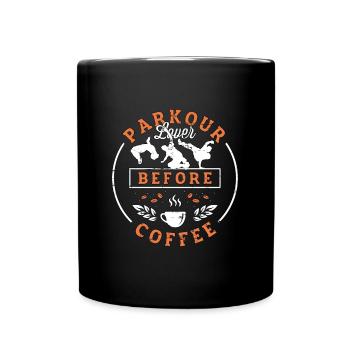 Amateur de parkour avant le café Running Coffee Lover - Mug uni - noir - Devant