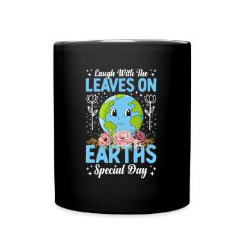 Earth Day – Laugh with the Leaves - Full Colour Mug - black - Front
