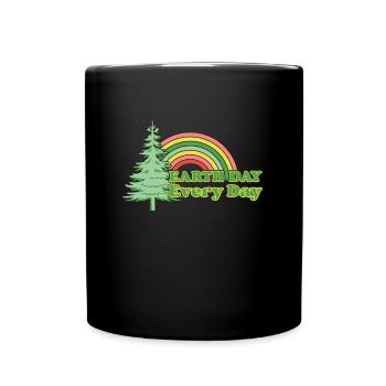 Earth Day Every Day Rainbow Pine Tree - Full Colour Mug - black - Front