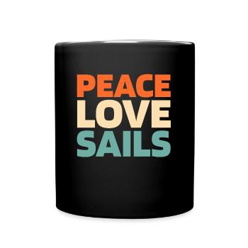 Segeln Segler Segelboot Peace Love - Tasse einfarbig - Schwarz - Vorne
