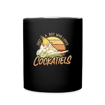 Cockatiel Just A Boy Who Loves Ornamental Bird - Full Colour Mug - black - Front