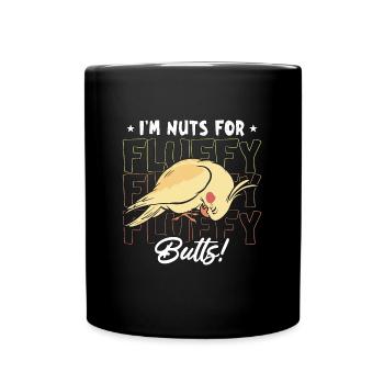 Cockatiel I'm Nuts For Fluffy Butts Parrot Lover - Full Colour Mug - black - Front