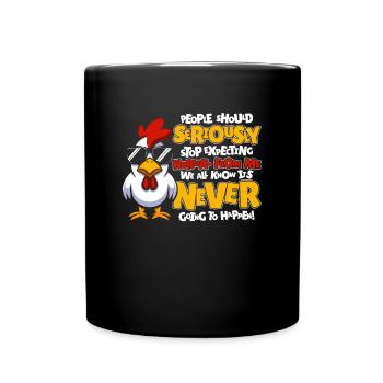 Huhn Henne - Tasse einfarbig - Schwarz - Vorne