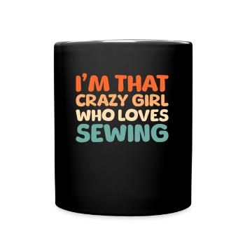 Machine à coudre Machine à coudre Crazy Girl - Mug uni - noir - Devant